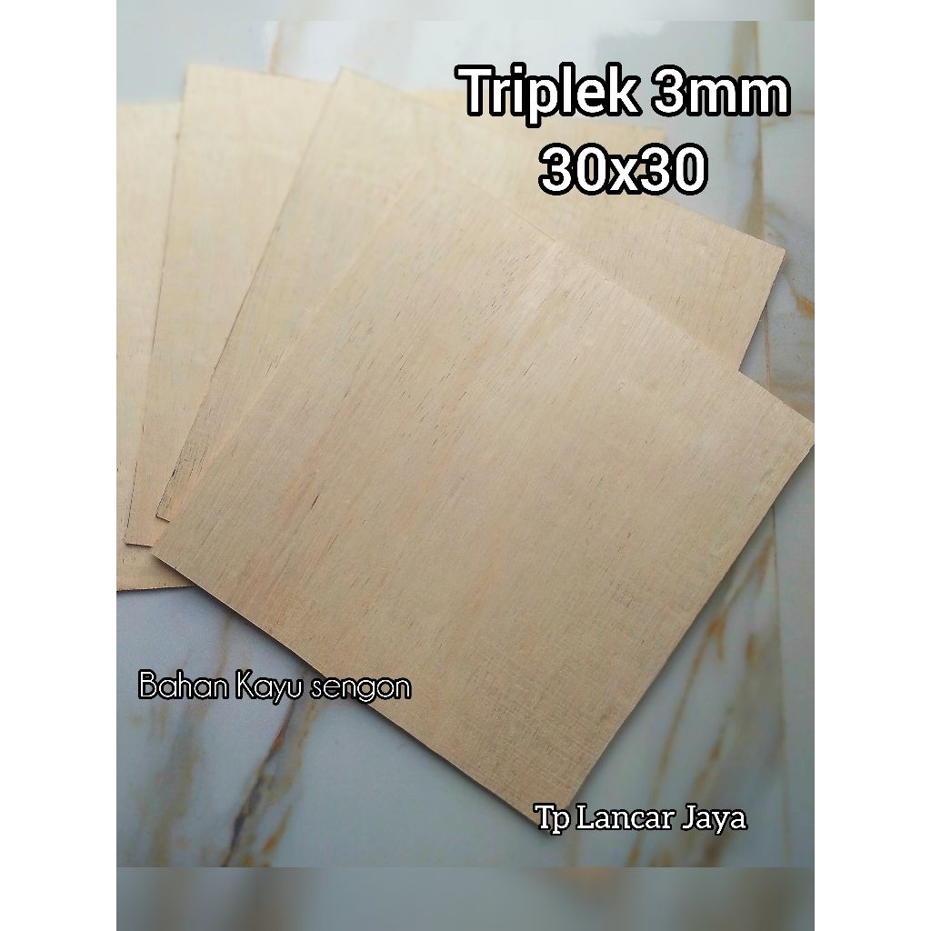 Triplek Tebal 3mm Ukuran 30x30cm bahan sengon halus 2 sisi