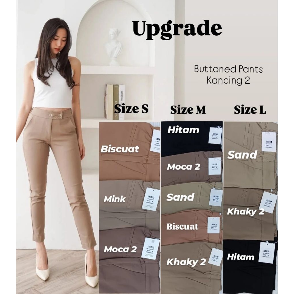Celana Katun Highwaist Kancing 2 Upgrade Original