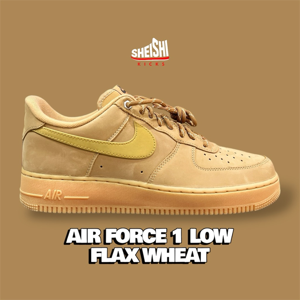 Sepatu Sneakers Pria Air Force 1 Low Flax Wheat Gum