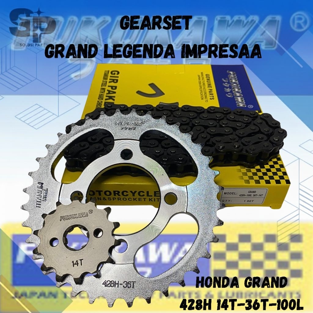 GEAR SET GEARSET GIRSET GRAND IMPRESSA LEGENDA ASTREA PRIMA 14T-36T 428H 100L ORIGINAL FUKUKAWA