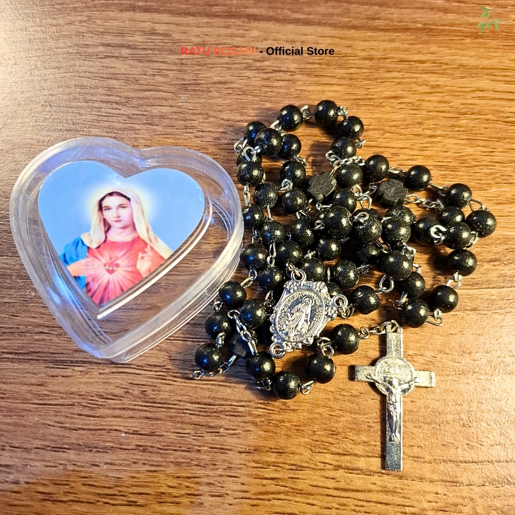 Rosario Kayu Hitam Kawat 8 Mili Original