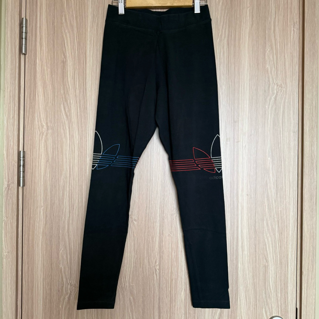 Preloved Celana Olahraga Legging Wanita Adidas Trefoil Hitam Full Black
