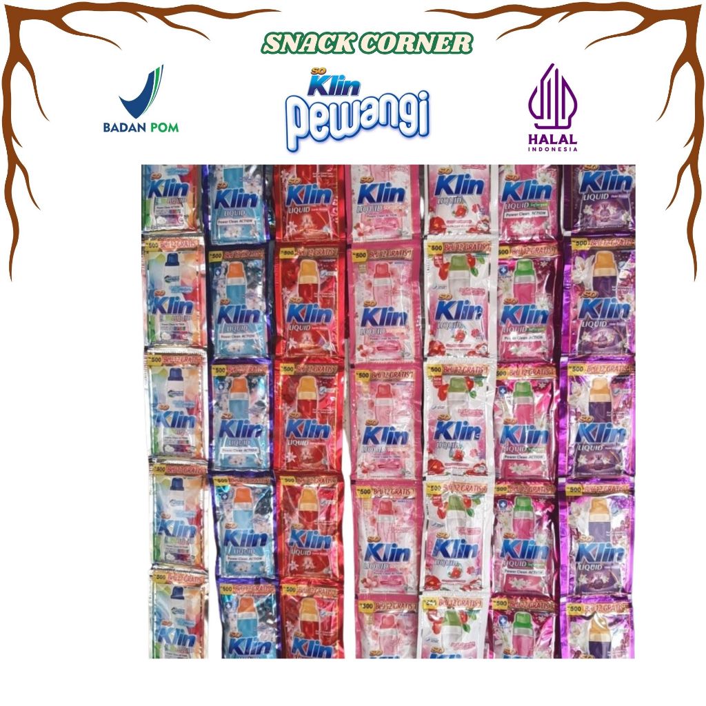 Soklin Liquid Detergen Cair Renceng – Isi 24 Sachet (Merah, Biru, Putih, Ungu, Pink, Pink Sakura)