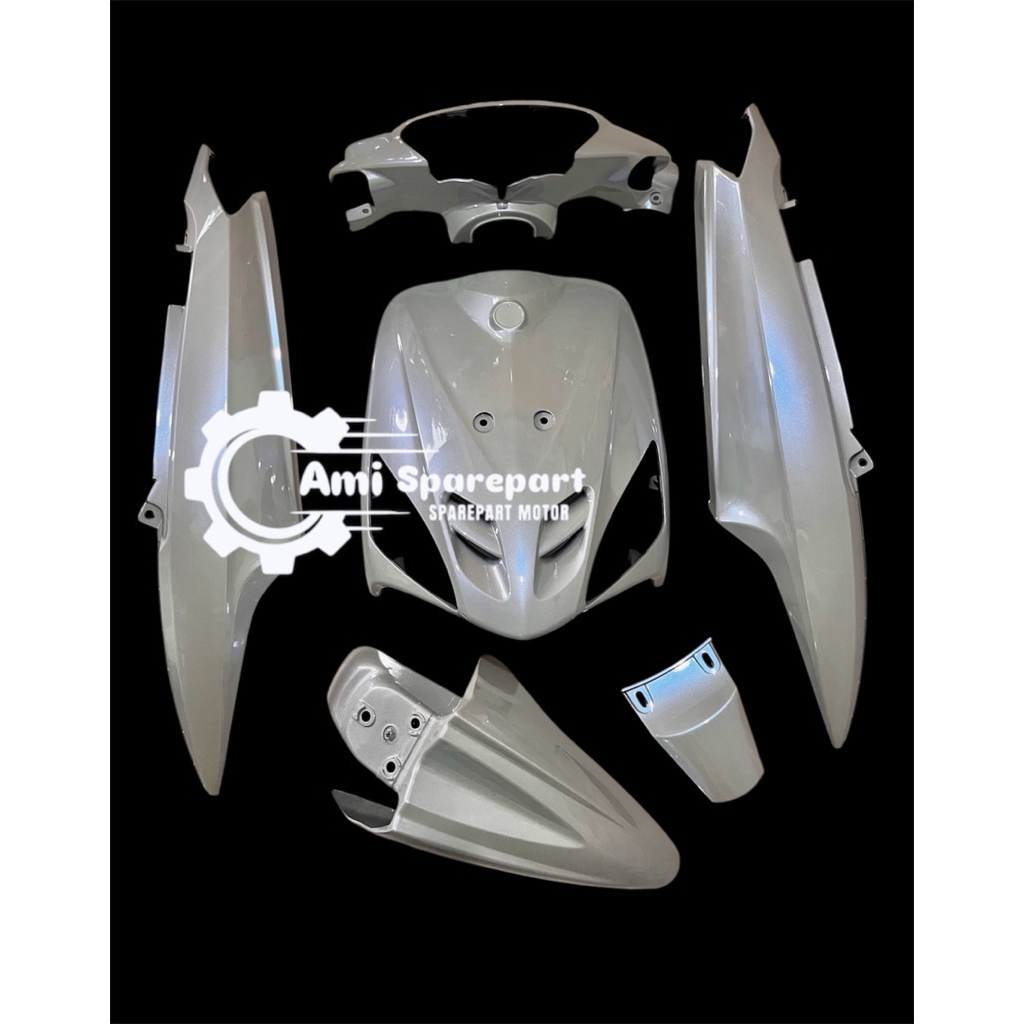 Cover body full halus yamaha mio sporty warna silver lembayung biru