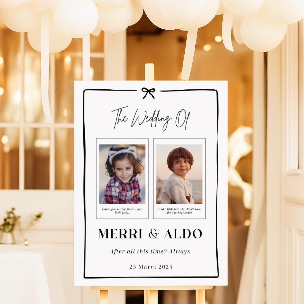 Cetak Foto Wedding [DISKON] Welcome Sign Masa Kecil Vintage Free Custom Foto Prewedding Bingkai Kayu