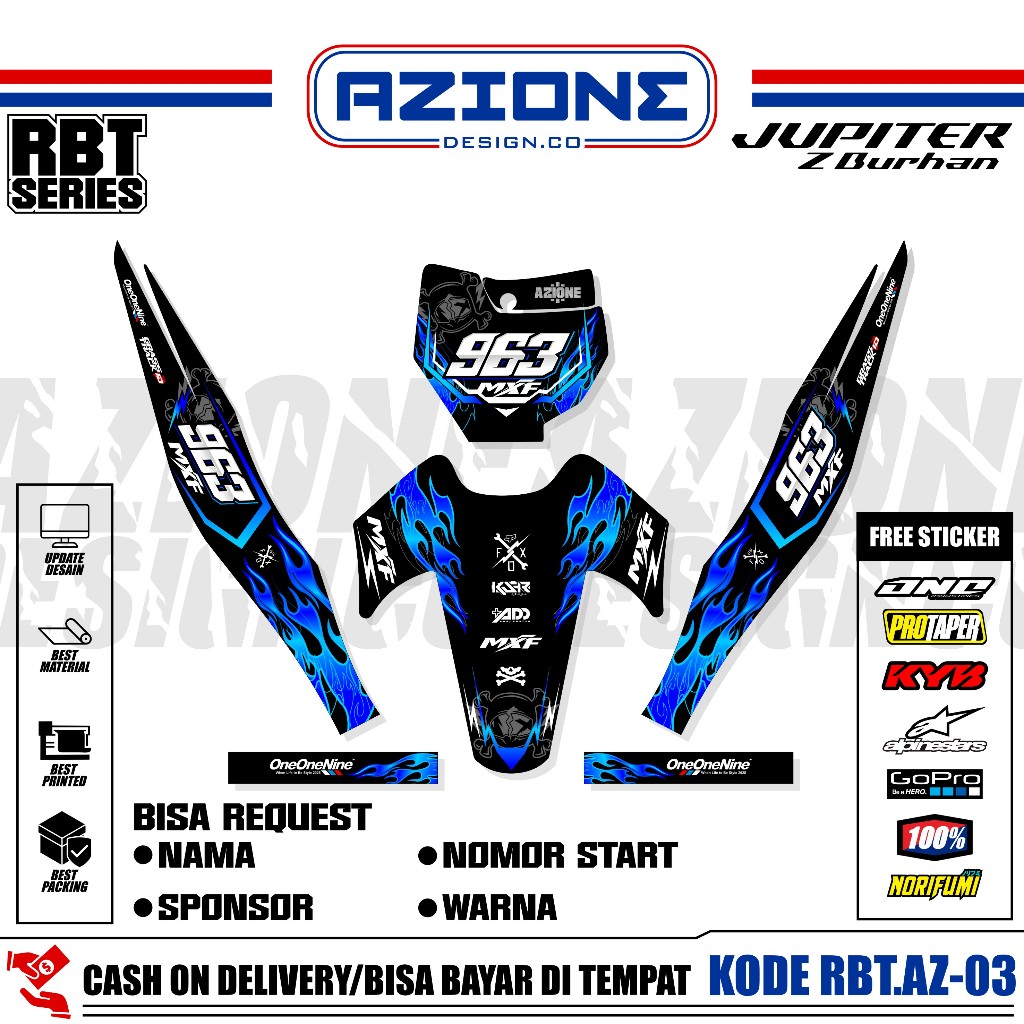(COD) Sticker Variasi RBT/GTX JUPITER Z/BURHAN Stiker Decal Striping Bebek Modif RBT, FREE STICKER