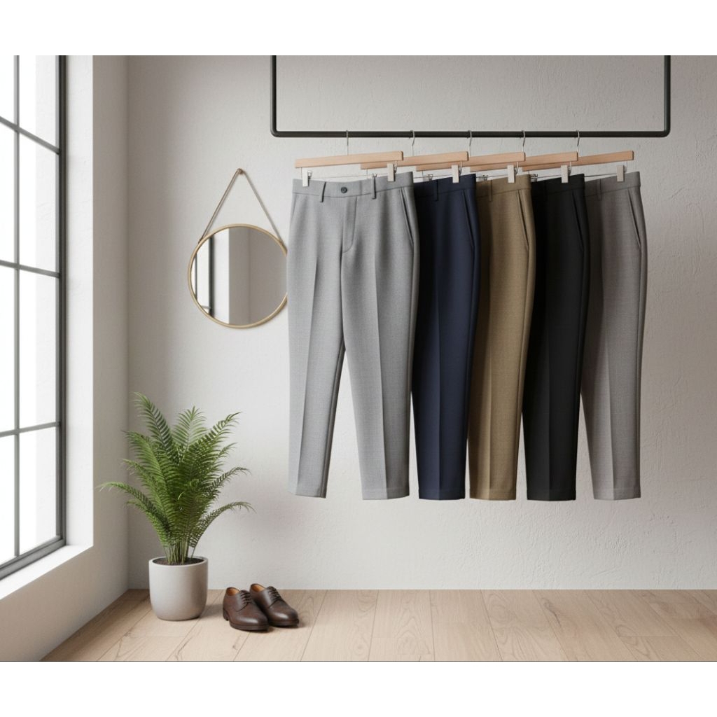 CELANA KANTOR FORMAL SLIMFIT PRIA BAHAN DASAR KAIN WOL