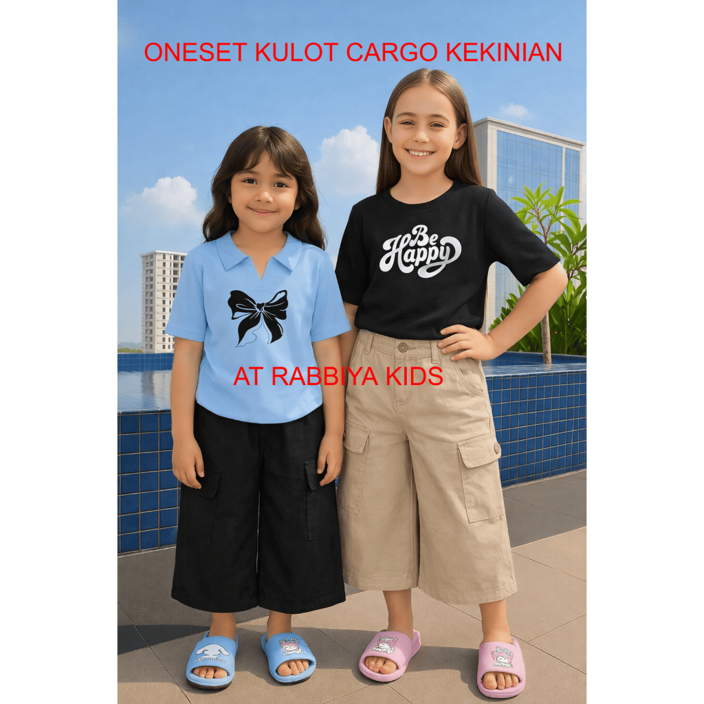 ONESET KULOT + KAOS POLOS KEKINIAN ANAK PEREMPUAN 2-12 TAHUN