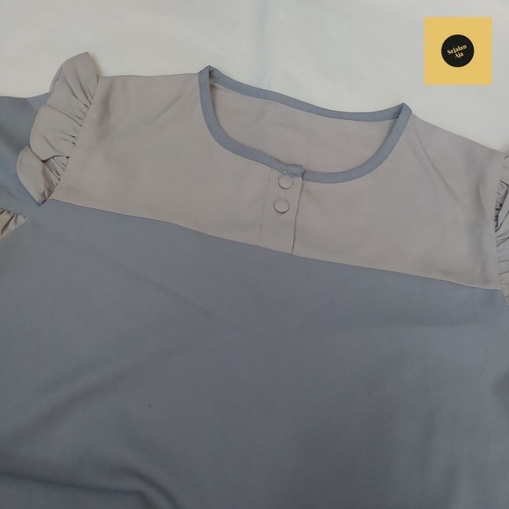 BAJU GAMIS ABAYA RUFFLE ABU BIRU