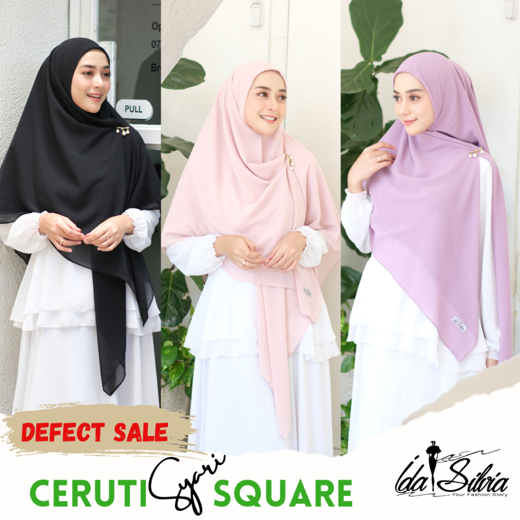 IDASILVIA - (DEFECT SALE) JILBAB SEGI EMPAT CERUTY BABY DOLL SYARI/ SYAR'I SQUARE HIJAB SEGIEMPAT JU