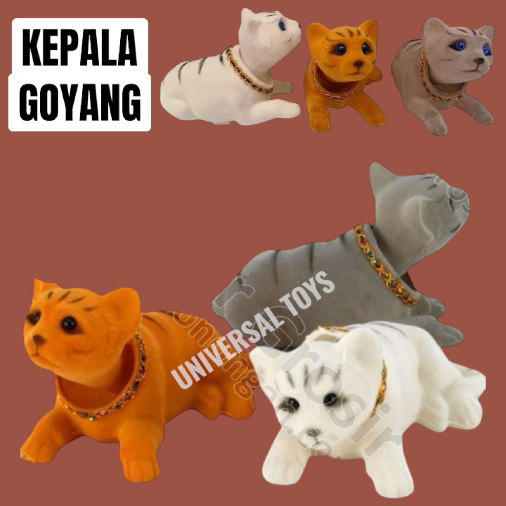 Hiasan Boneka Kucing Kepala Goyang Hiasan Dashboard Mobil Anjing Mainan Aksesoris Dashboard Mobil