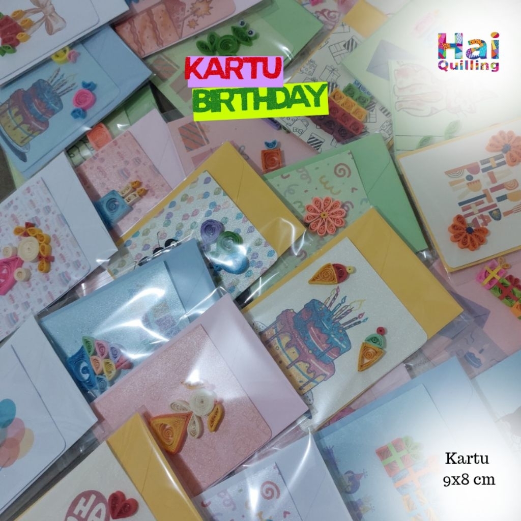 Kartu Ulang Tahun | Card Birthday | Kartu Ucapan Paper Quilling | Size 8x9 cm