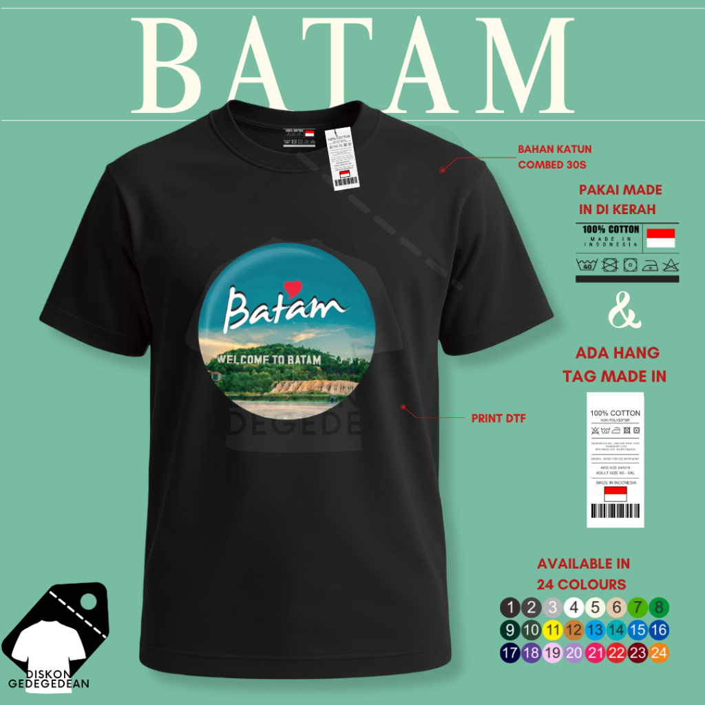 Diskongedegedean Kaos Souvenir Batam Baju Tshirt Oleh Oleh Indonesia Dewasa Anak Varian 3