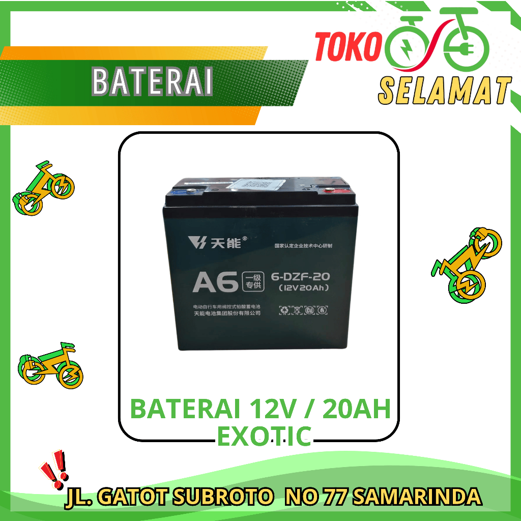 BATERAI/AKI KERING SEPEDA LISTRIK 12V 20AH EXOTIC
