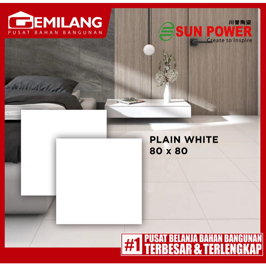 SUN POWER GRANIT PLAIN WHITE (GS880000) 80 x 80