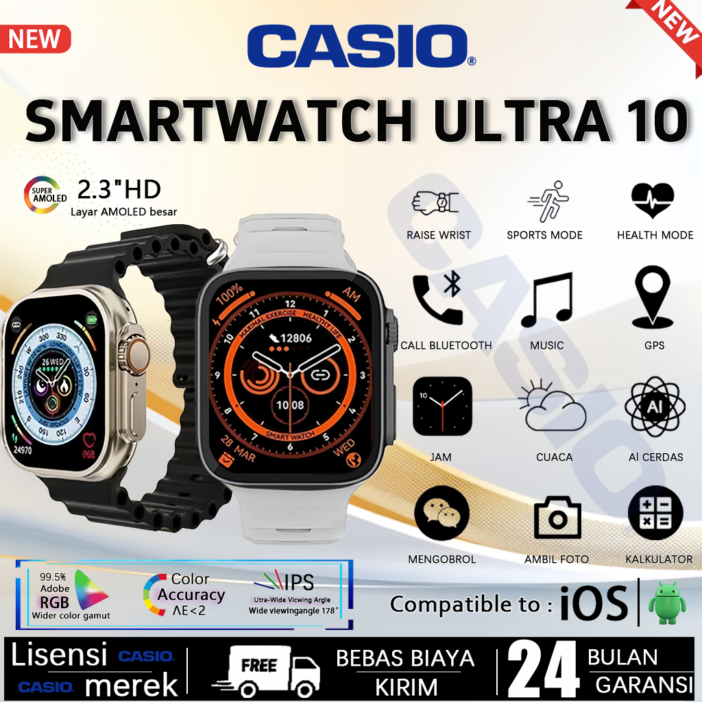 [100% Asli Garansi 24 Bulan][2026NEW][COD]CASIO SmartWatch 10 Ultra Android/iOS Operating System Man