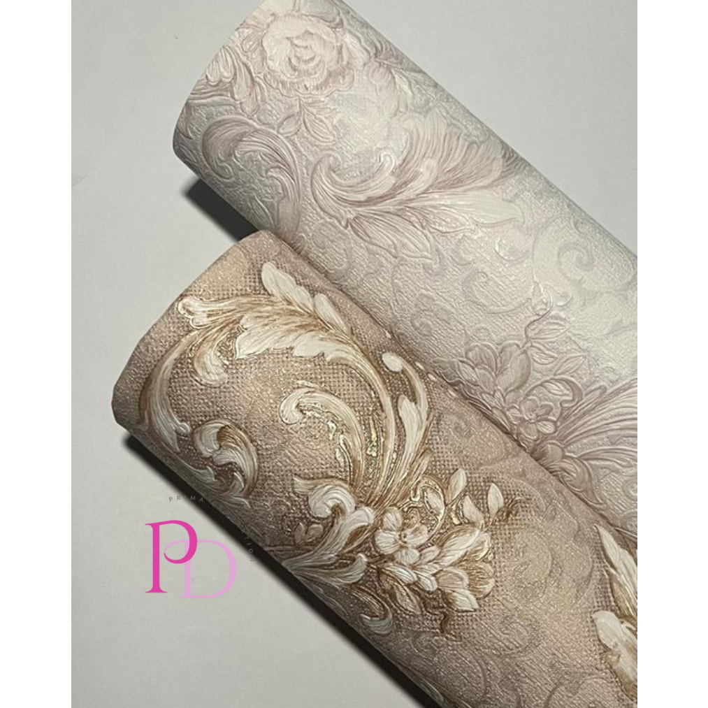 Wallpaper Dinding Vinyl Motif Klasik Mewah Bertekstur