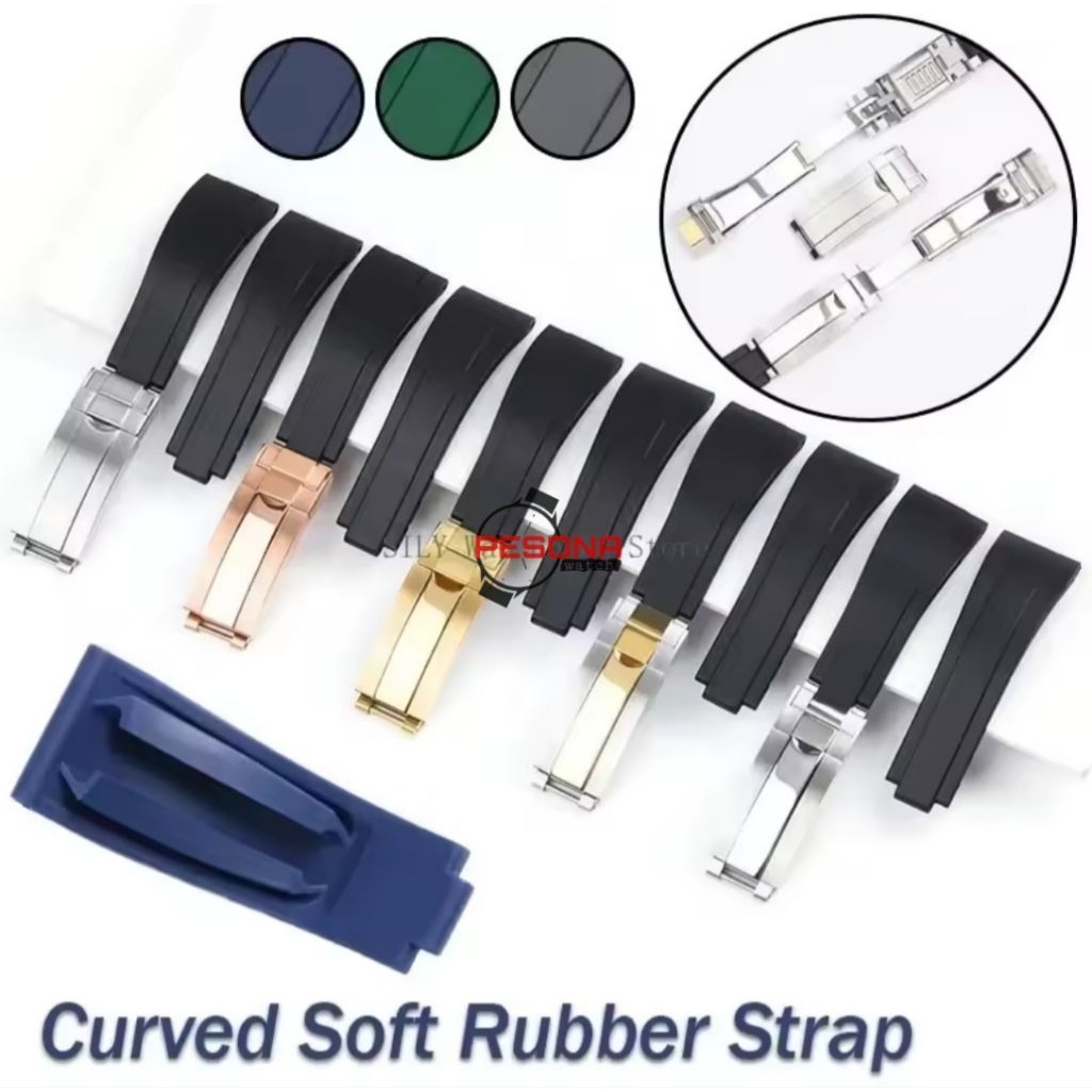 Strap Tali Jam Tangan Rolex Rubber B GMT Yatch Master Submariner 20mm Tali Rolex Daytona