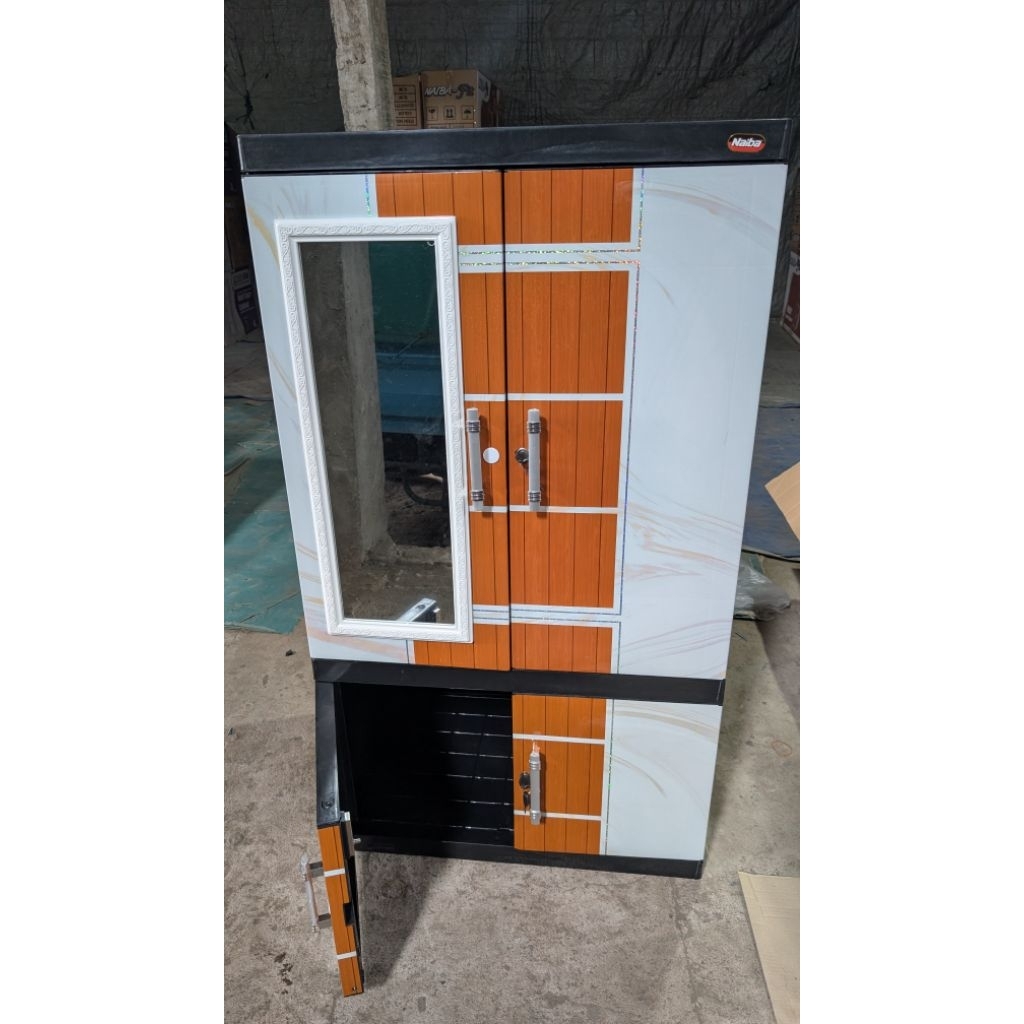 NAIBA 9523 RAK lemari 3 susun  serbaguna minimalis modern KACA cermin