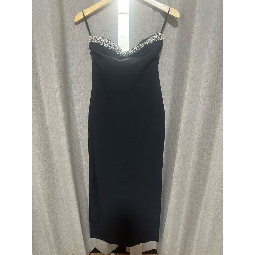 Maxi dress kemben hitam Premium