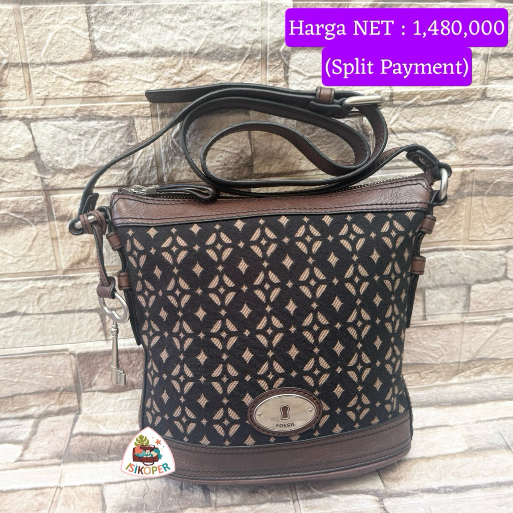 #520 NET-Preloved Fossil Maddox Bucket Pecan Black