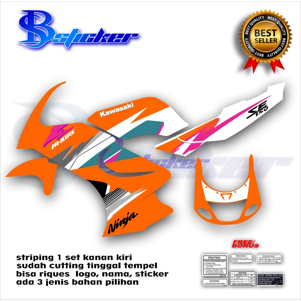 Sticker striping kawasaki Ninja RR OLD custom SERPICO  varriasi transparan MAXDECALL bisa riquest