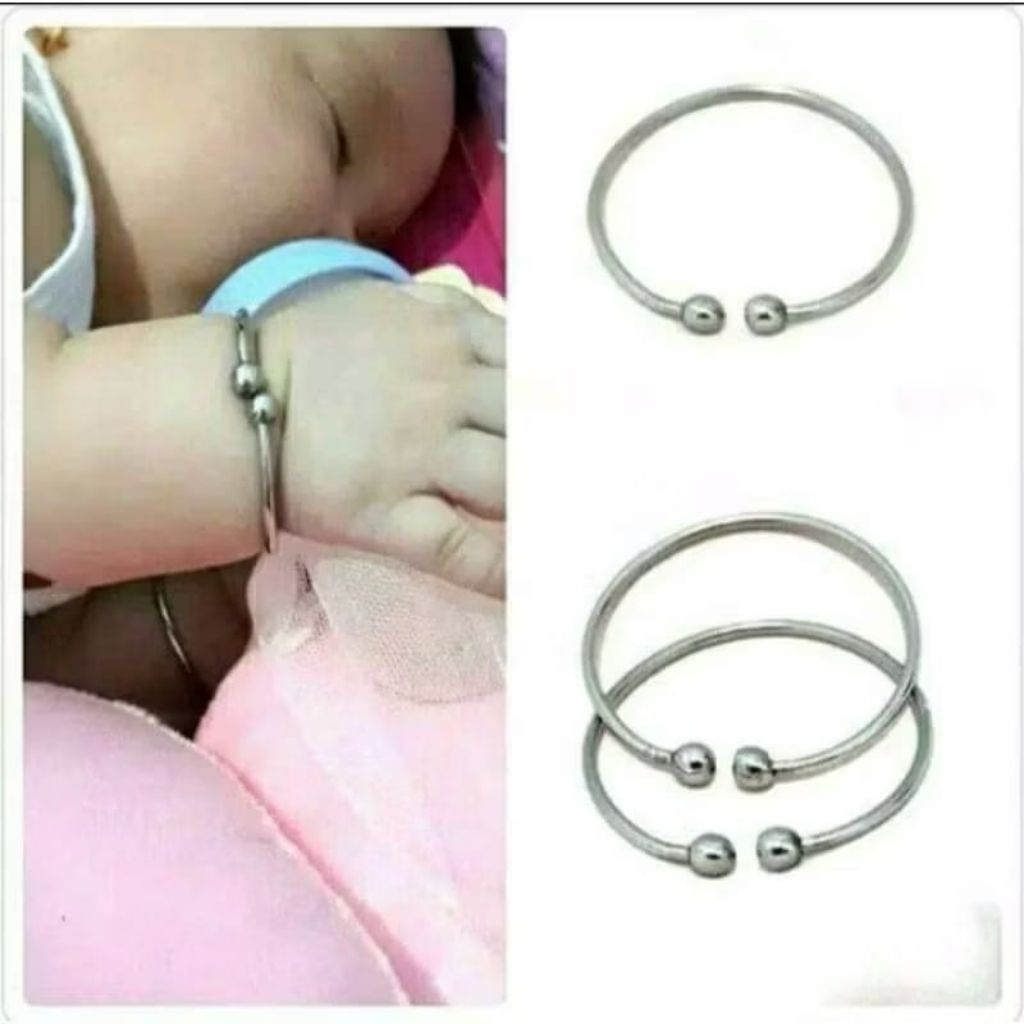 GELANG BAYI/GELANG BALITA 100% ASLI BESI PUTIH/MODEL POLOS/BIJI LADA/BISA UKIR NAMA/TIDAK LUNTUR