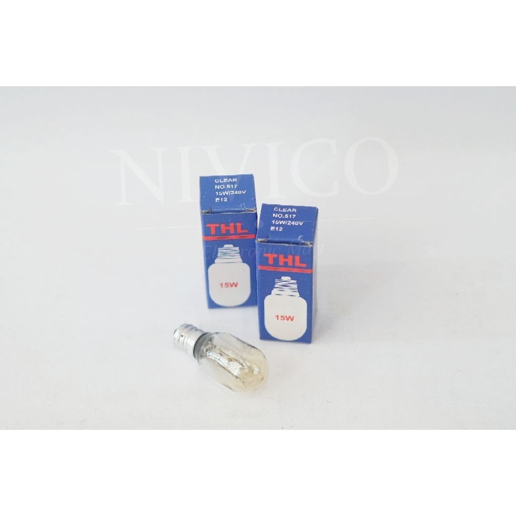 LAMPU KULKAS LAMPU CABE THL E12 15W TUBULAR LAMP CLEAR PUTIH