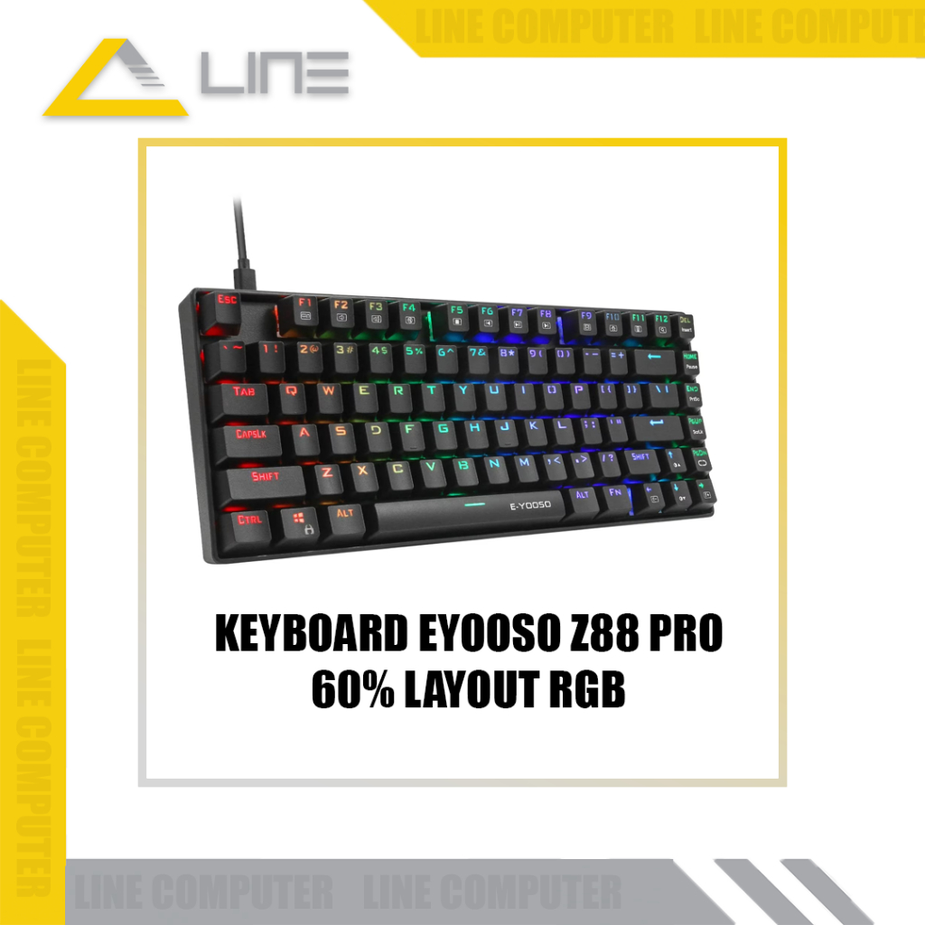 Keyboard E-Yooso Z88 Pro 60% Layout - RGB Keyboard with Blue Switch