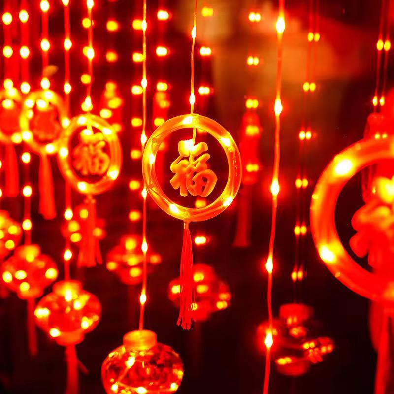 Lampu Hias Imlek LED 3Meter Lampu Gantung Imlek Lampu Tirai Imlek Dekorasi Chinese New Year