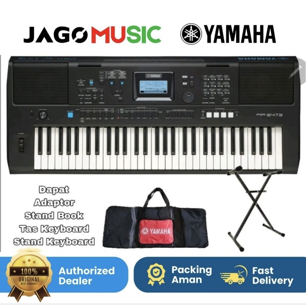 New Keyboard Yamaha PSRE473 Yamaha Keyboard PSR E473 Yamaha E473 61 Keys
- Plus Tas Plus Stand
