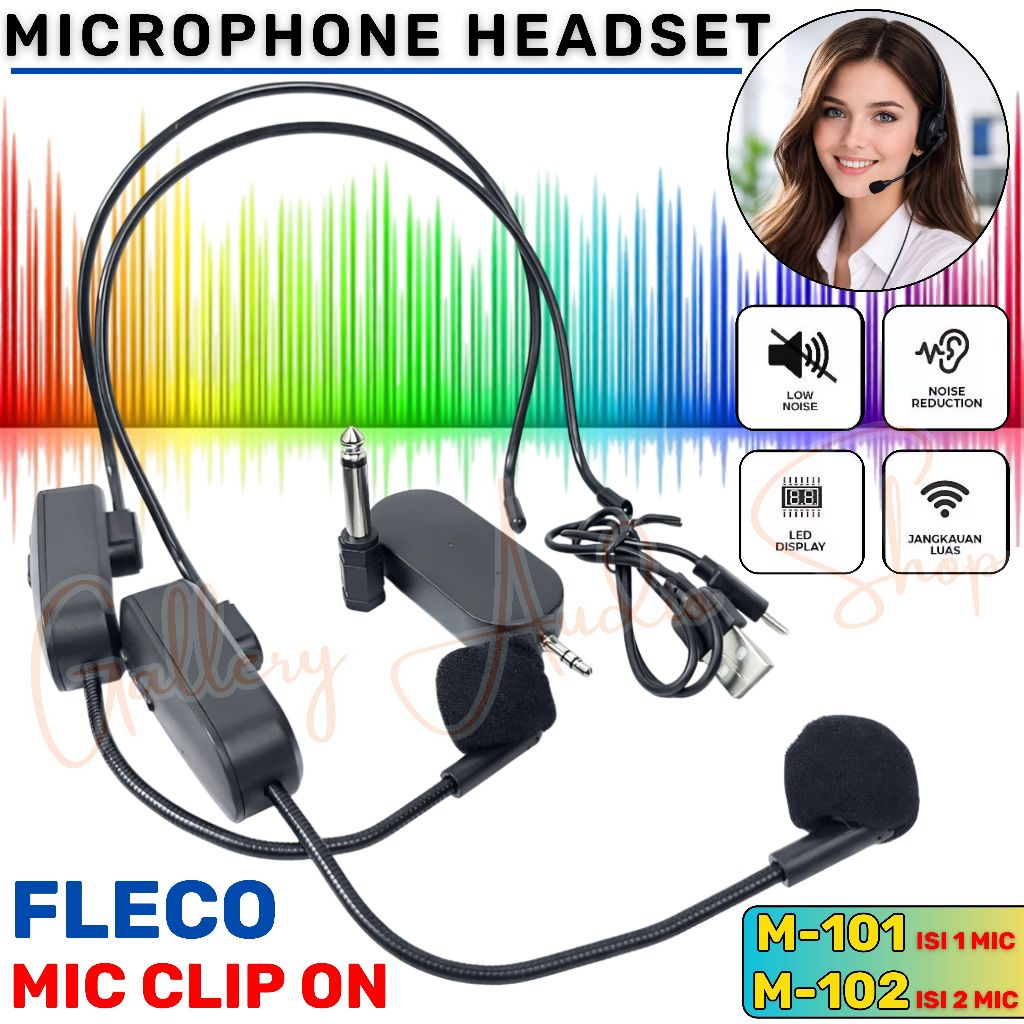 Headset Microphone Wireless Mic Bando FLECO M-101 (Isi 1Mic) / M-102 (Isi 2Mic) | Headset Microphone