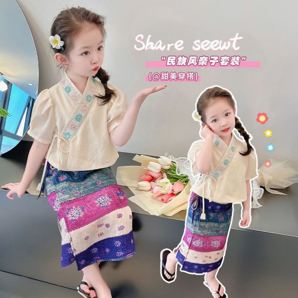 setelan anak perempuan adat united nations day krem white cream kimono chinnese korean hanbok cheong