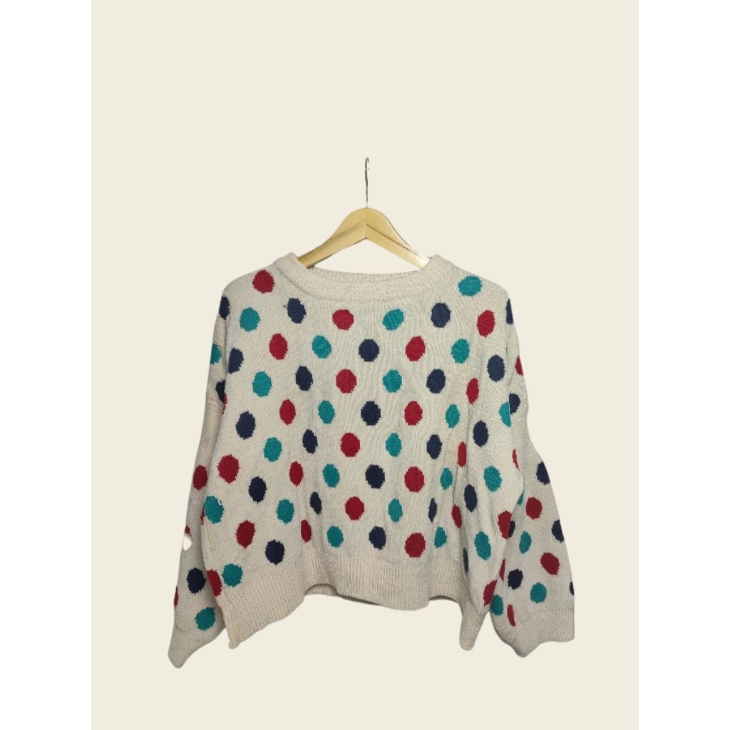SWEATER RAJUT VELVET MOTIF POLKADOT