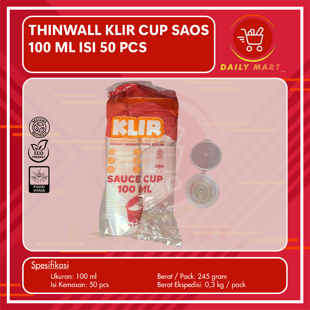 Thinwall Cup Merpati Puding 100ml Isi 50pcs / Cup Sambel 100ml / Cup Saos 100ml / Kotak Bulat Plasti