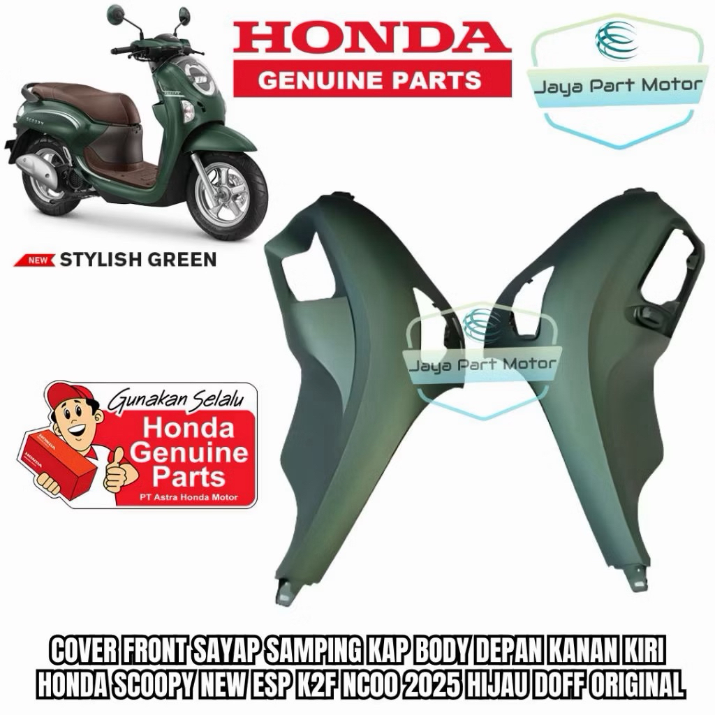 Cover Body Samping Depan Scoopy 2025 Cover Sayap Scoopy New 2025 Kanan Kiri Hijau Doff Original