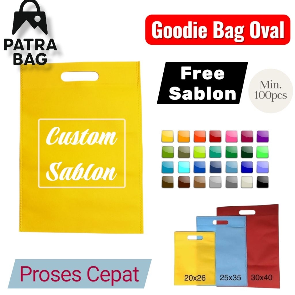 Vendor Tas Spunbond Custom Sablon | Minimal 100 Pcs |Tas Spunbond Oval Custom Sablon Logo – Goodie B