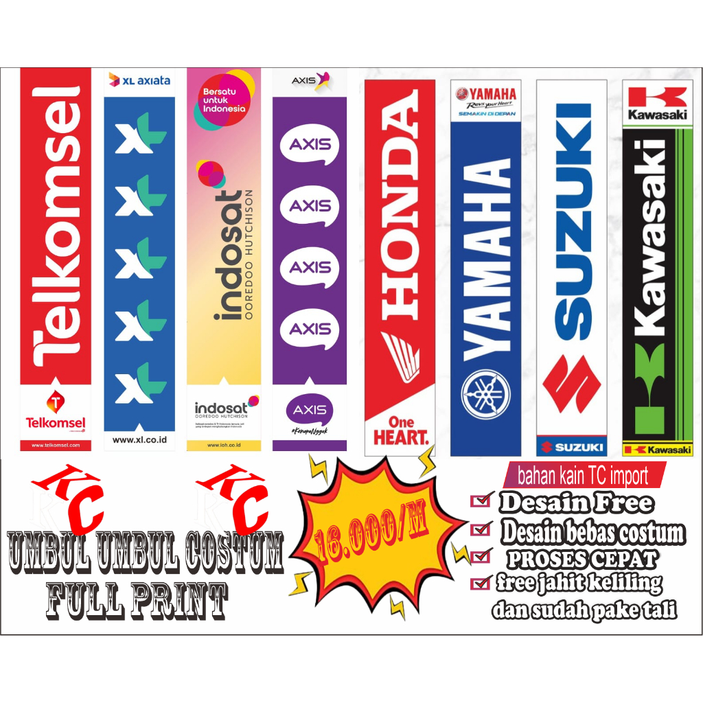 BENDERA UMBUL UMBUL COSTUM FULL PRINT UMBUL UMBUL COSTUM LOGO FULL PRINT PROSES CEPAT