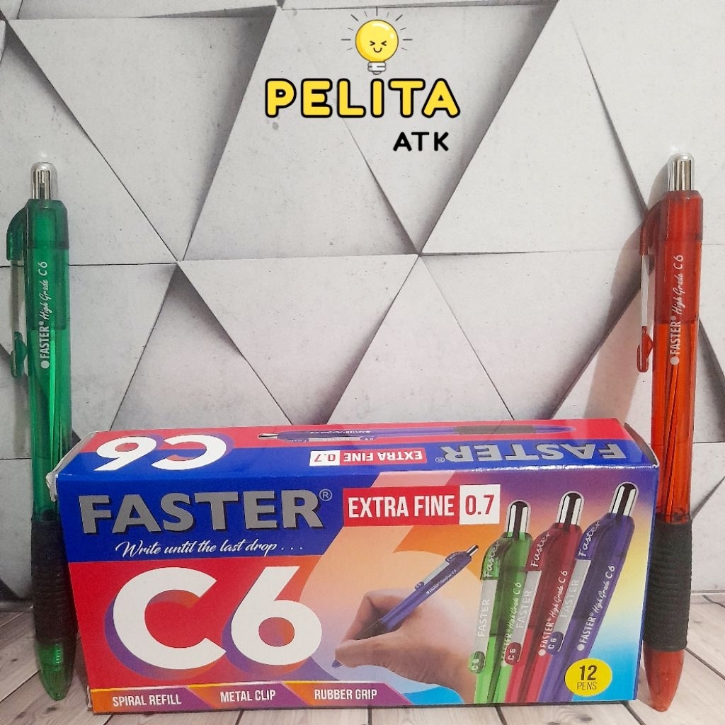 [Pelita ATK] BISA COD Pulpen Faster C6, pulpen hitam, Pulpen Faster Cetek, alat tulis kantor, perlen