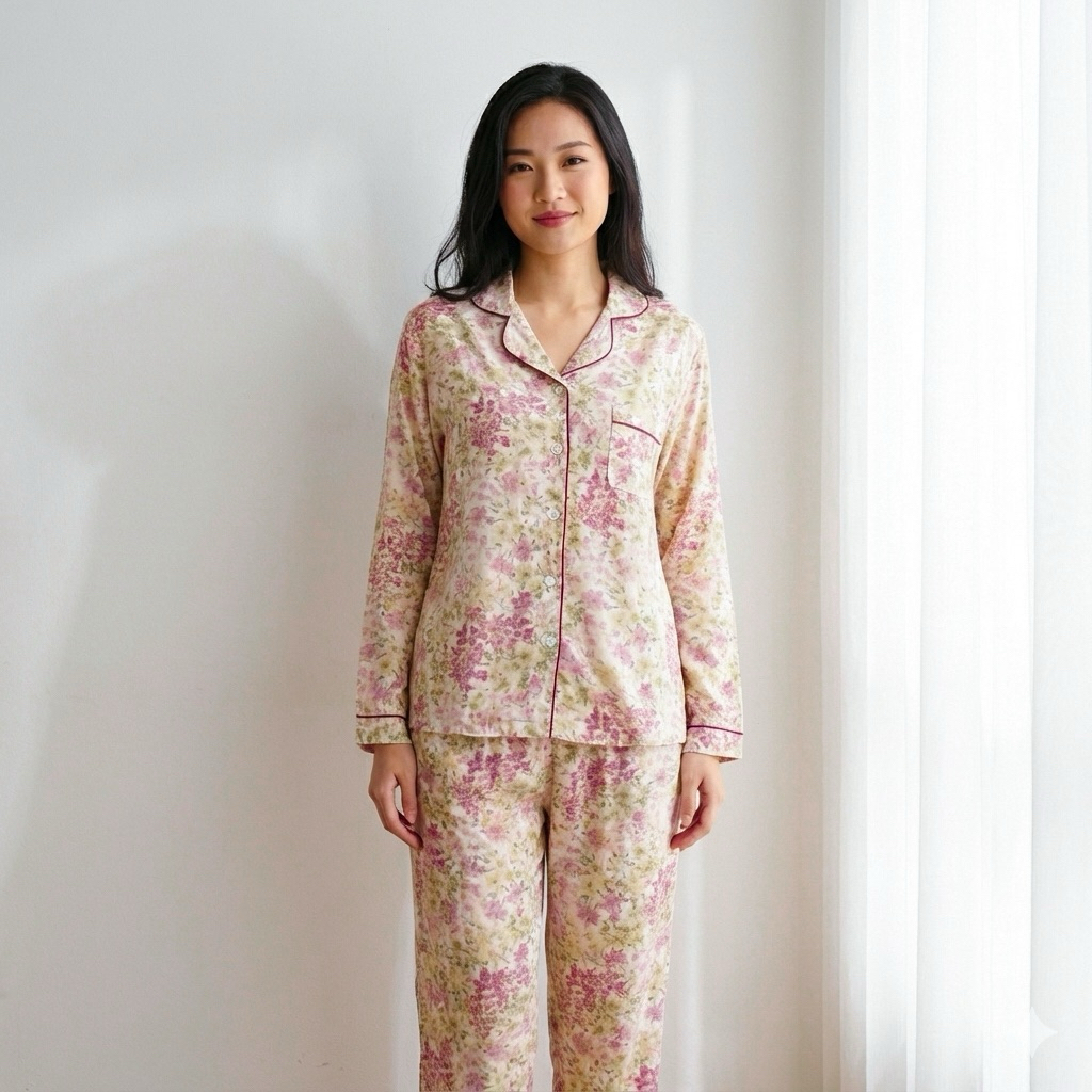 PIYAMA RAYON MOTIF ELLIE / CELANA PANJANG LENGAN PENDEK / PP RAYON MOTIF