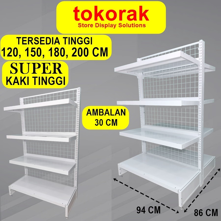 RAK GONDOLA MINIMARKET SUPERMARKET KT 40 / 30 CM SINGLE DOUBLE ISLAND AMBALAN SHELVING RAK SUPERMARK