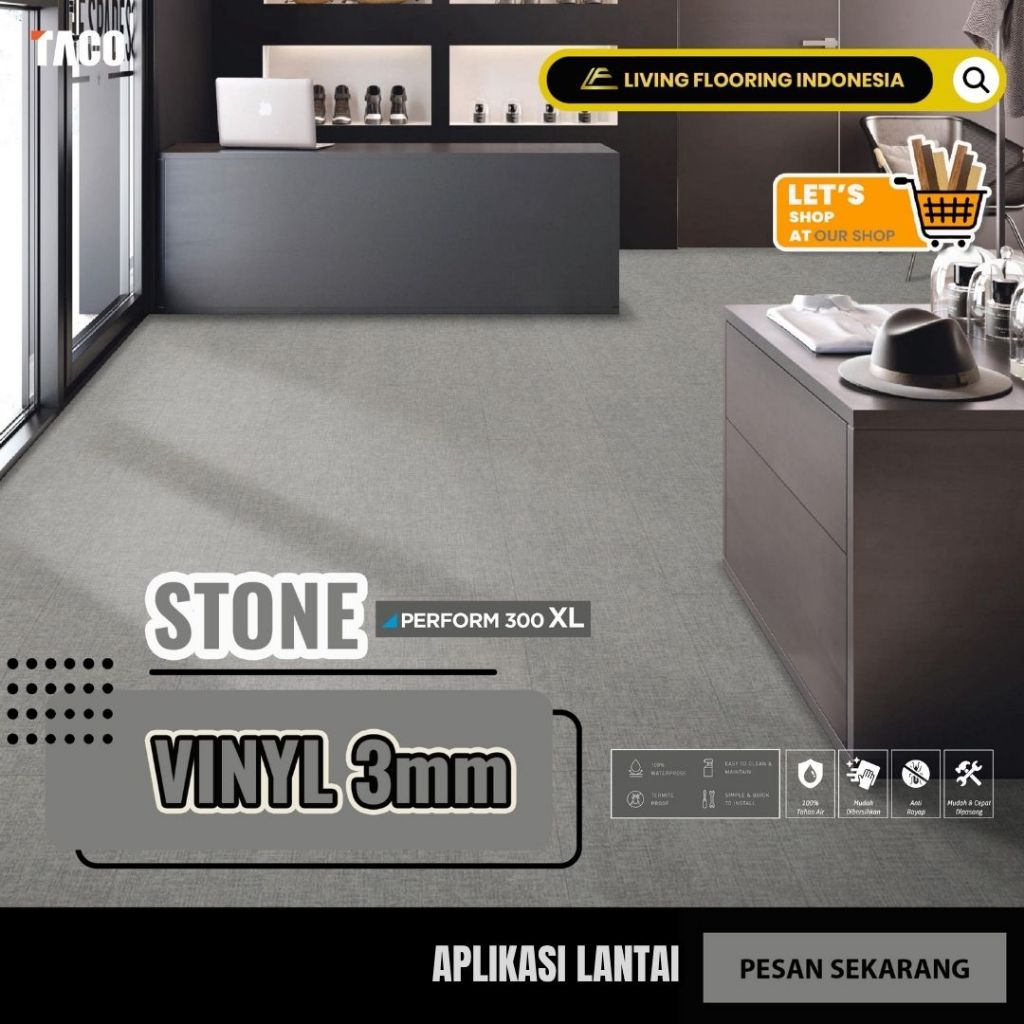 Taco Perform 300 XL Motif Stone Lantai Vinyl 3mm Luxury Vinyl Flooring LVF 457,2x914,4mm Tahan Air A