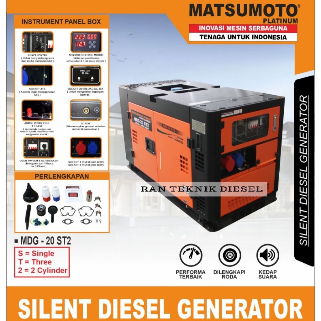 Mesin Genset Diesel Generator MATSUMOTO MDG 20 ST2 / 10000 Watt 3 Phase