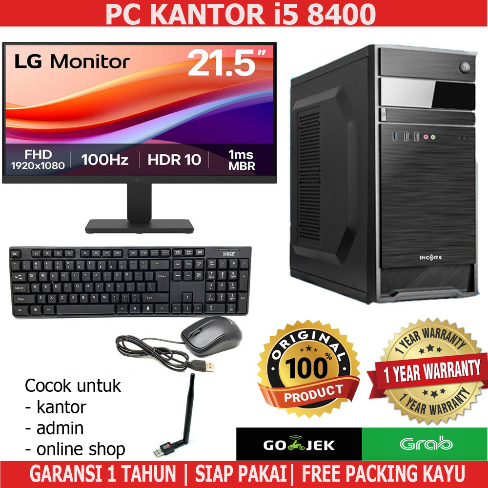 PC/CPU KANTOR/ADMIN/KASIR i5 8400 RAM 16GB FULLSET LG 22 / PC KANTOR FULLSET i3 8100