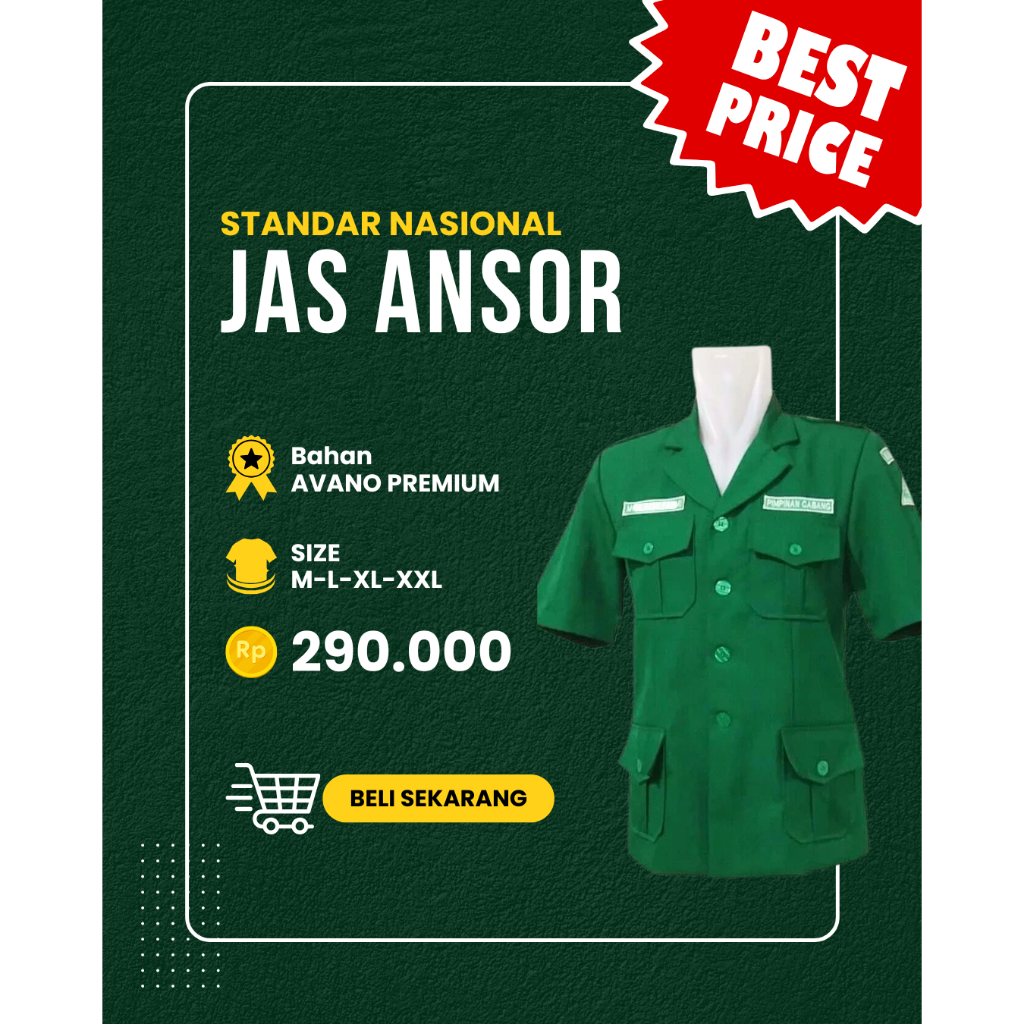 JAS ANSOR LENGAN PENDEK NASIONAL BAHAN AVANO PREMIUM + BONUS NAMA DAN WILAYAHNYA