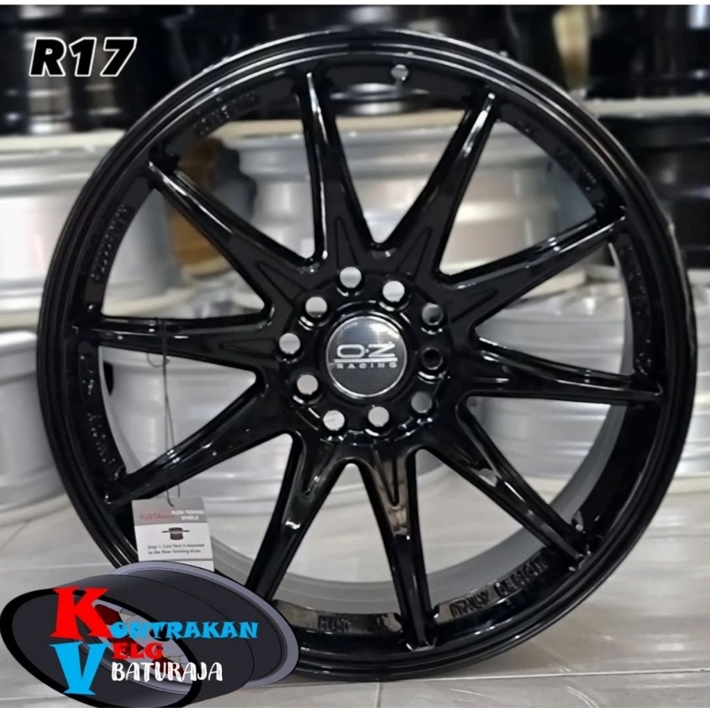 Velg OZ Hyper GT R17 Black Glossy YUSTA Thailand 5x114/100( INNOVA ERTIGA RUSH TERIOS XPANDER DLL)
