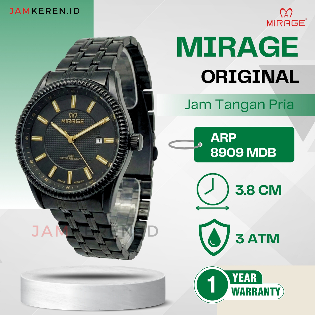 Jam Tangan Pria - Mirage - Jam Tangan Mirage Pria - ARP 8909 M Anti Air Original 100% Garansi Resmi