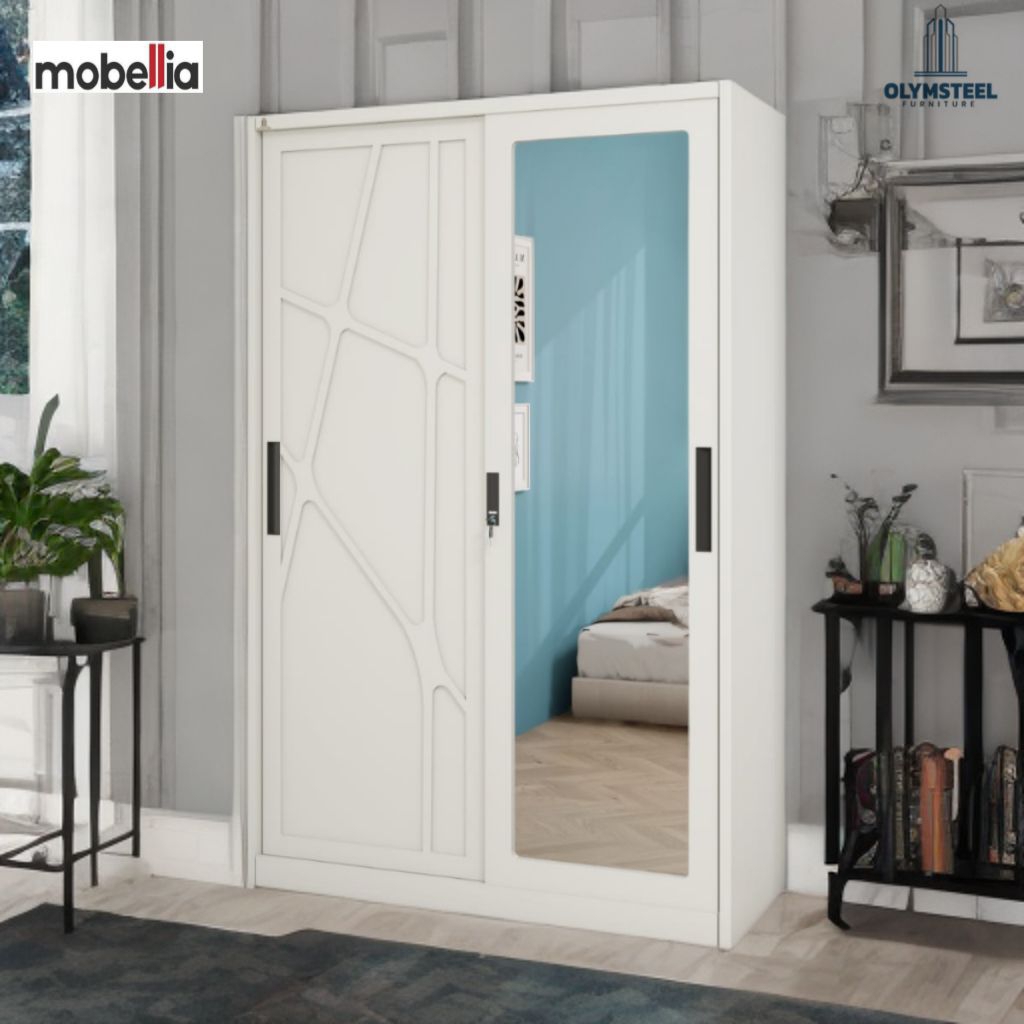 olymsteel lemari baju besi lemari besi pakaian 2 pintu sliding