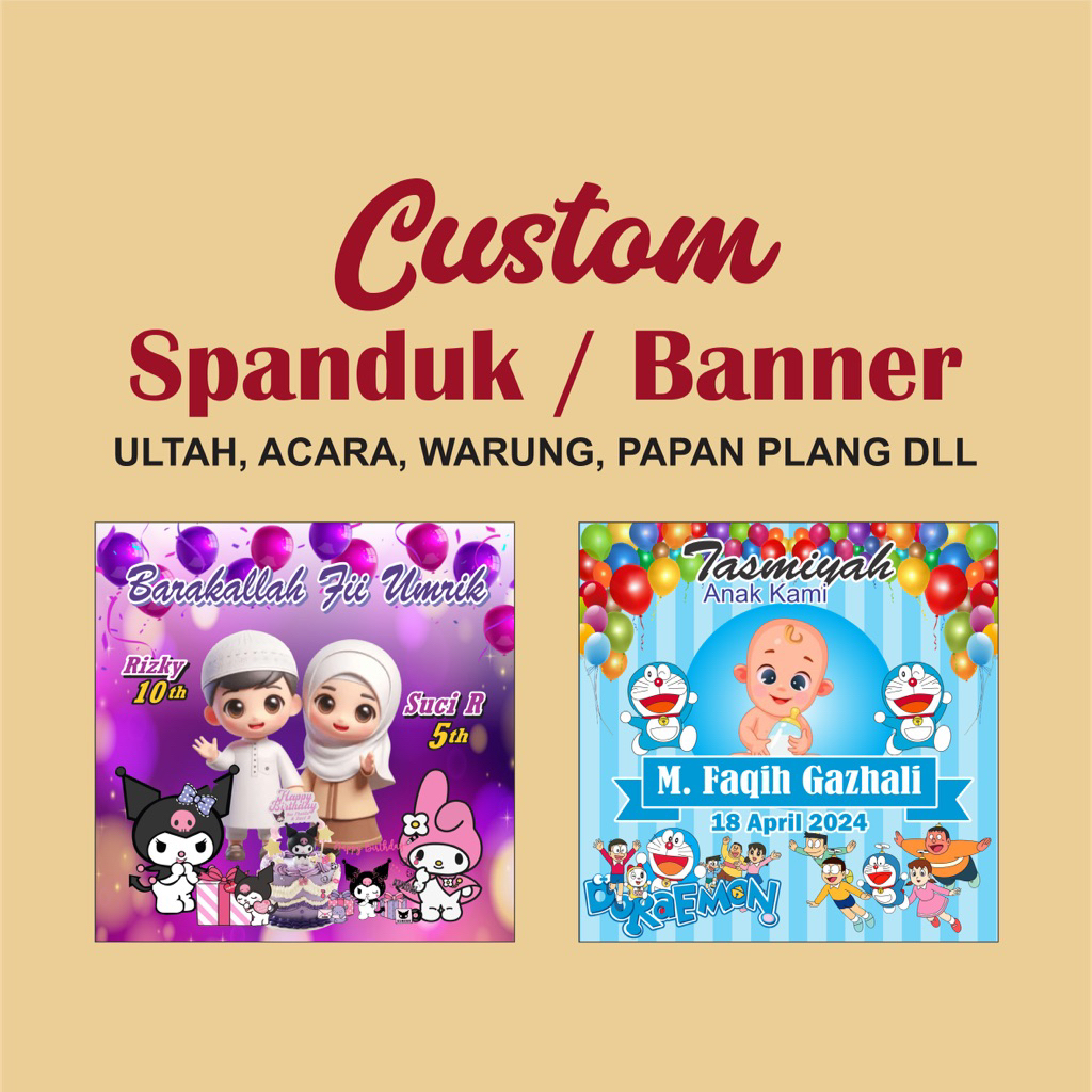 Banner / Backdrop Ulang Tahun Anak Custom / Spanduk Ultah / Spanduk Happi Birthday / Banner Ultah / 