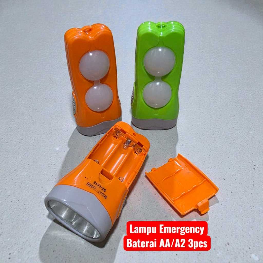 TERMURAH LAMPU EMERGENCY LAMPU SENTER EMERGENCY 2 IN 1 BATERAI AA A2 3PCS